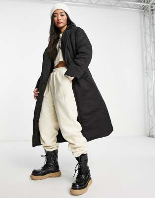 Monki belted outlet coat