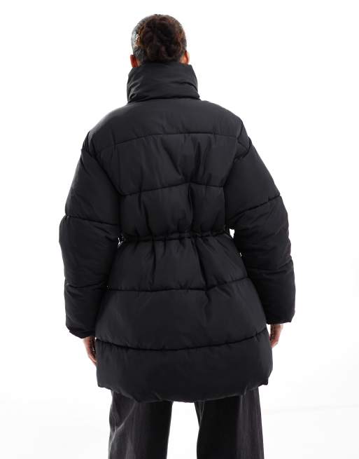 Monki black puffer coat online