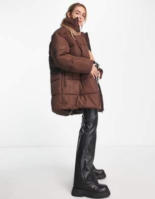 monki brown puffer coat