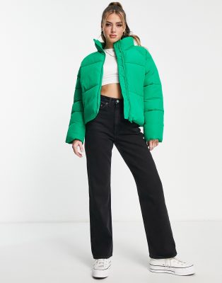 padded jacket in bright green