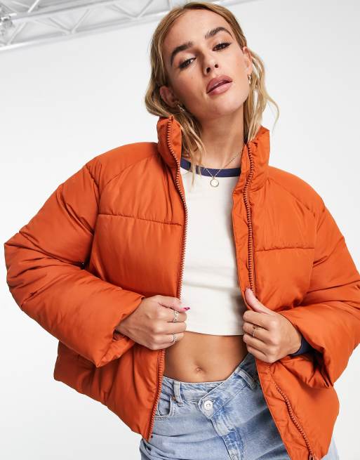 Rust puffer hot sale jacket women's