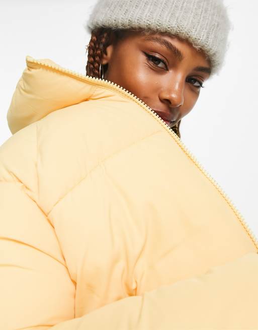 Monki padded jacket in yellow