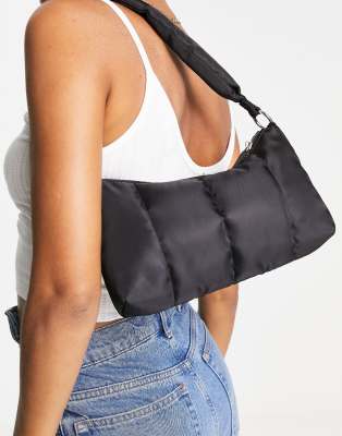 Monki Padded Nylon Shoulder Bag In Black