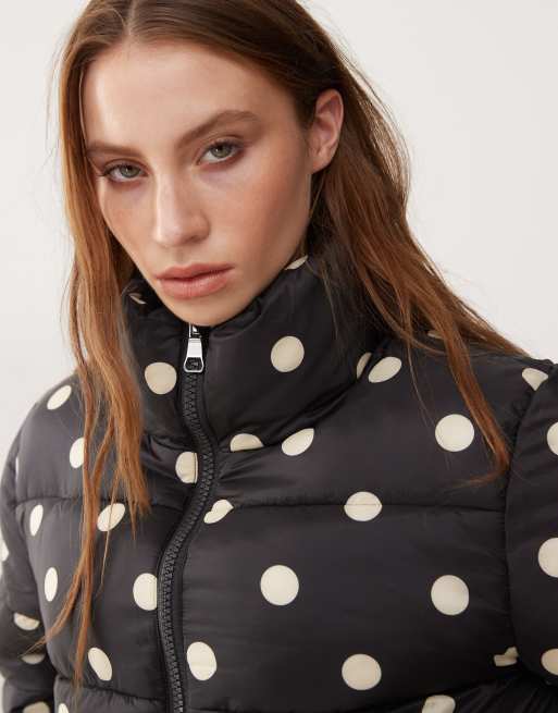 Polka dot puffer jacket on sale