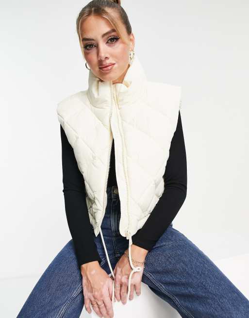 Monki padded vest in beige
