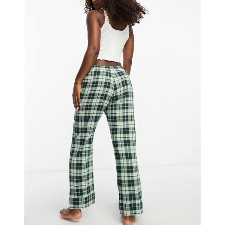 Monki Lova pajama pants in green plaid - part of a set