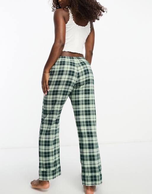 Green and white pajama pants hot sale