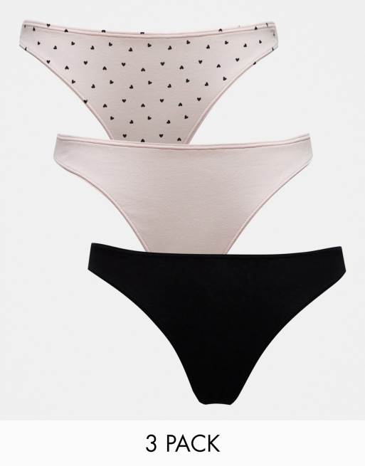 Monki - Pakke med 3 par briefs i sort og pink
