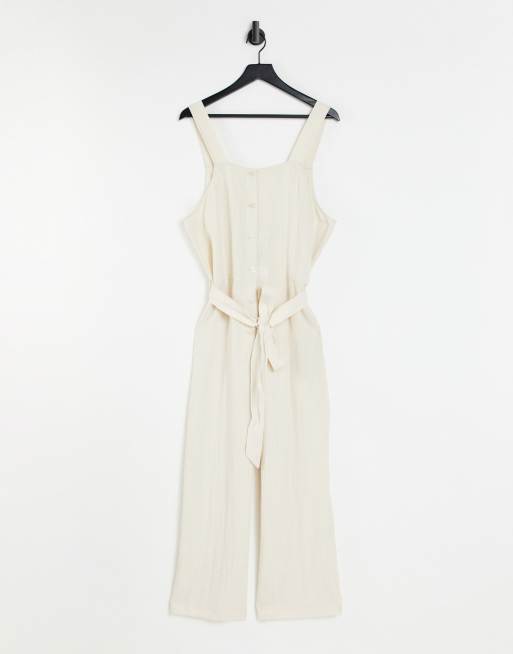 Monki - Palma - Combinaison à fines bretelles nouée à la taille - Beige