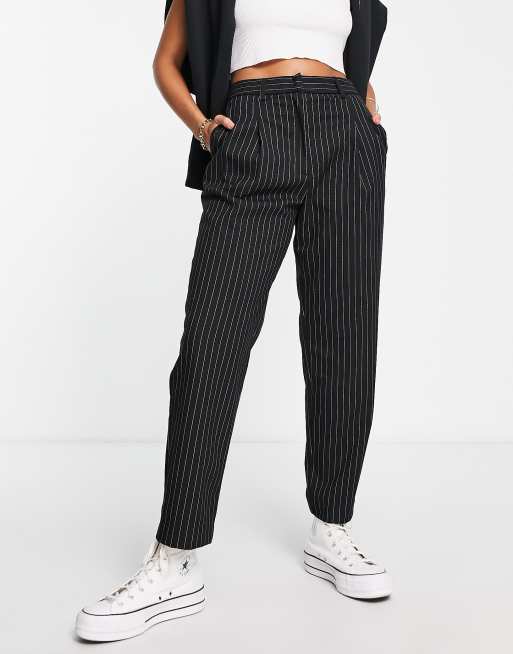 Pantalon noir rayé hot sale