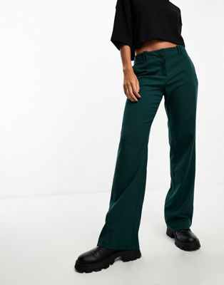 Monki tailored trousers in dark green - ASOS Price Checker