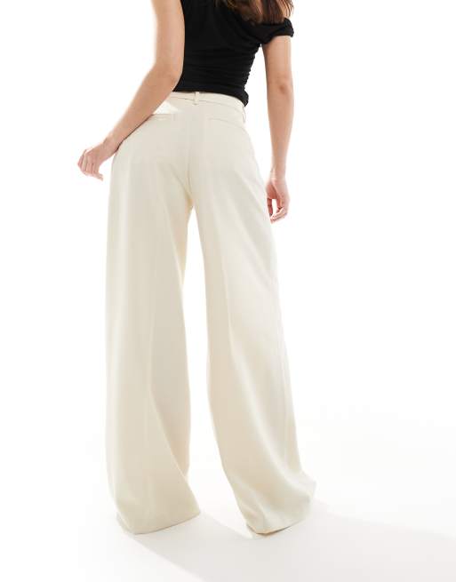 Monki - Pantalon ample à taille haute et plis devant - Beige, 3 de 5