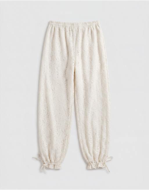 Monki - Pantalon bouffant bohème en dentelle - Blanc cassé, 7 de 7