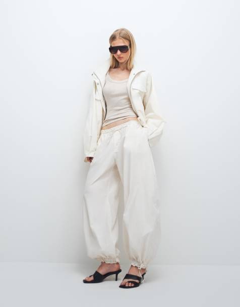 Monki - Pantalon coupe ballon - Blanc - view 1