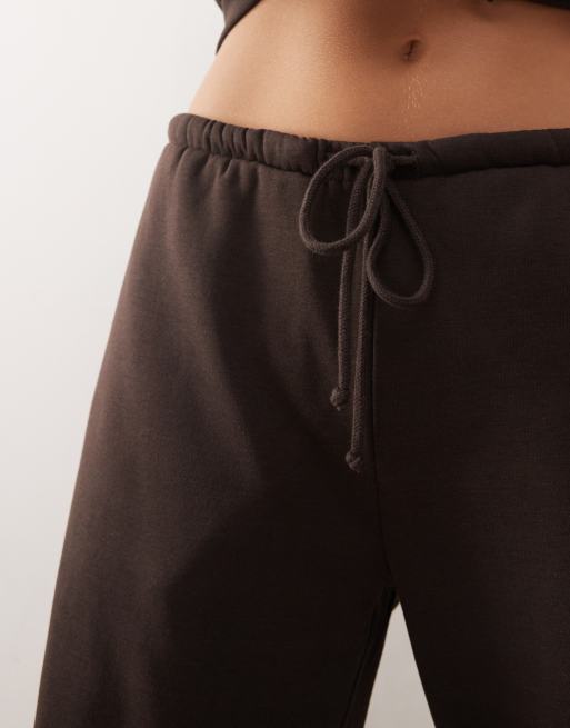 Monki - Pantalon de jogging d'ensemble ample à passepoil beige - Marron chocolat, 5 de 5