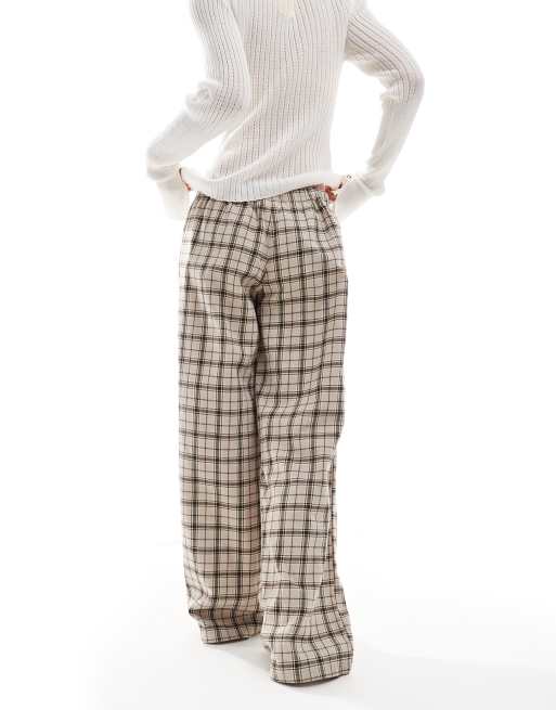 Monki - Pantalon de pyjama ample à carreaux - Beige, 4 de 4