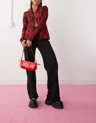 Monki - Pantalon droit extensible à enfiler - Noir