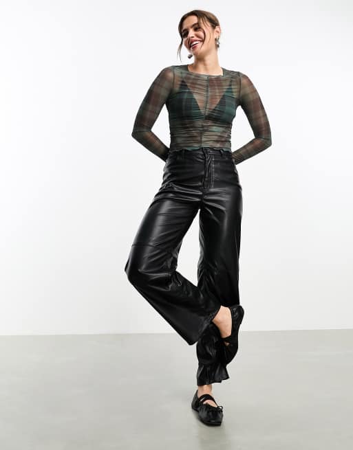 Monki - Pantalon en similicuir - Noir