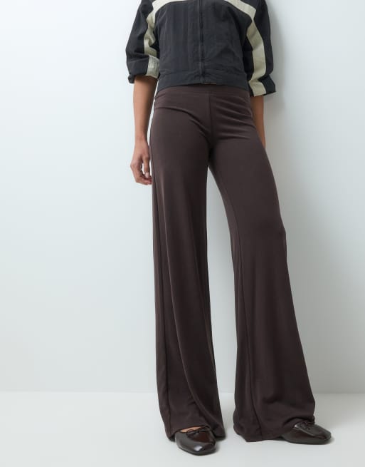 Monki pantalon large doux au toucher, ensemble coordonné, marron foncé, 3 de 5