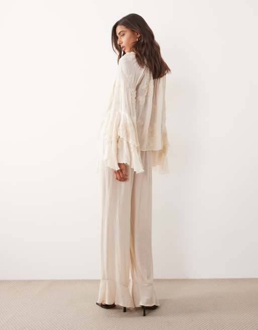 Monki - Pantalon large effet froissé - Blanc cassé, 5 de 5