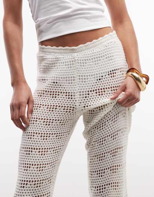 Monki - Pantalon large effet maille crochetée - Blanc, 3 de 5