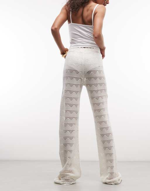 Monki - Pantalon large effet maille crochetée - Blanc, 5 de 5