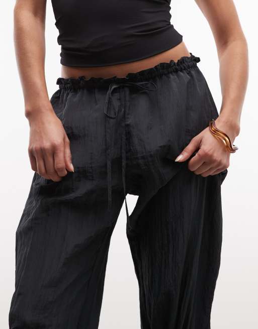 Monki - Pantalon texturé coupe ballon à détails noués - Noir, 3 de 5