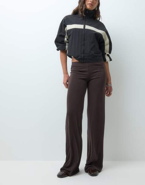 Monki pantalones de pernera ancha de tacto suave, conjunto, marrón oscuro - view 1