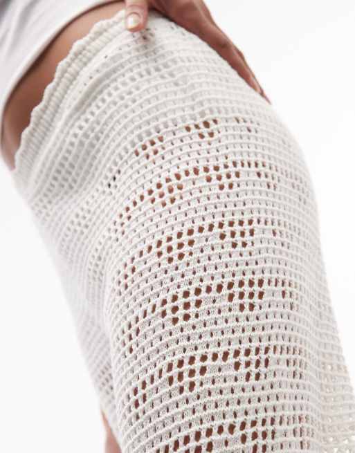 Monki - Pantaloni a fondo ampio bianchi stile uncinetto, 4 di 5