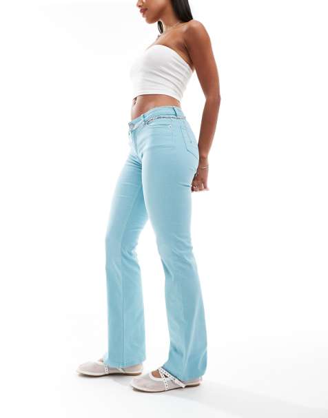 Monki - Pantaloni elasticizzati a fondo ampio blu slavato - view 1