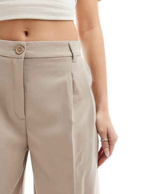 Monki - Pantaloni sartoriali a vita alta a fondo ampio beige , 5 di 5
