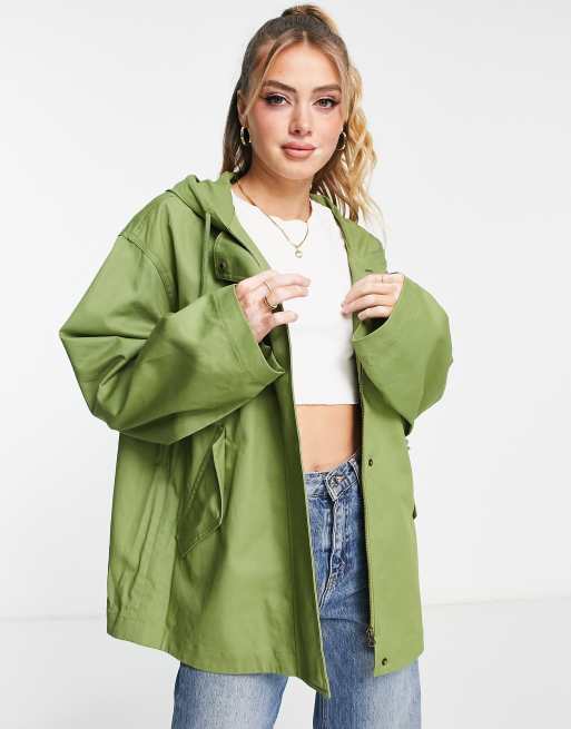 Monki parka jacket in khaki | ASOS