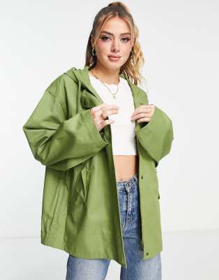 Monki - Parkajacke in Khaki-Grün