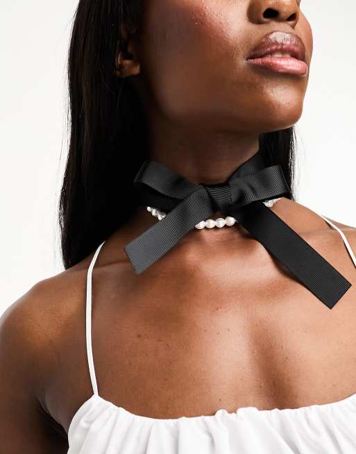 Monki pearl choker necklace in white | ASOS