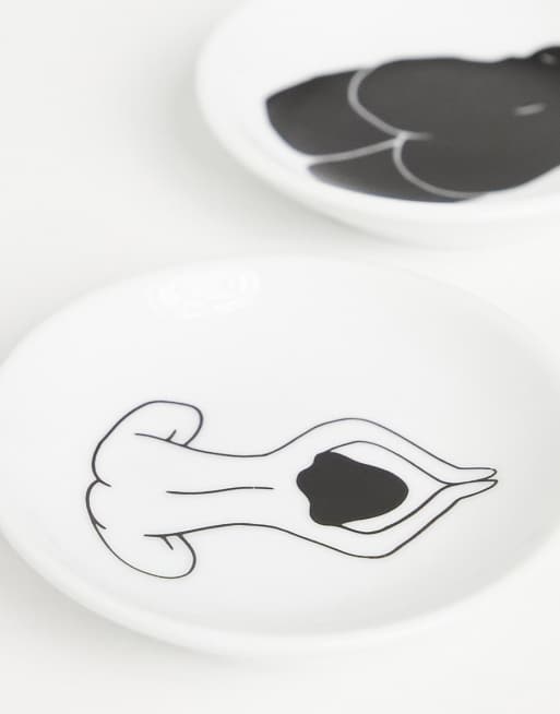 Monki – Peg – Schmuckschalen mit Körperprint in Weiß im 2er-Pack, 2 von 4
