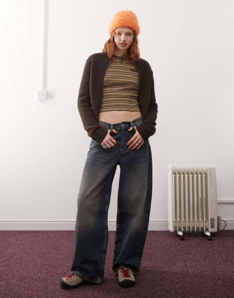 Monki - Peggy - Baggy jeans met lage taille in vintage blauwe wassing - view 1