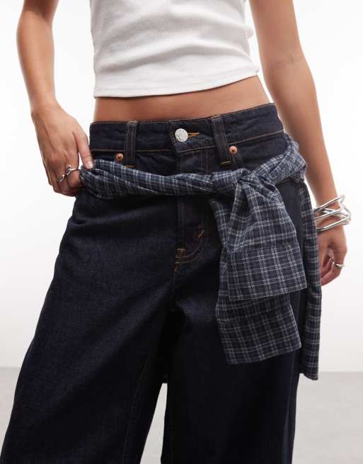 Monki Peggy fold up loose fit jeans in indigo blue wash, 5 of 5