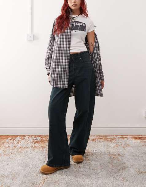 Monki - Peggy - Jean baggy ample taille basse - Bleu fumé - view 1