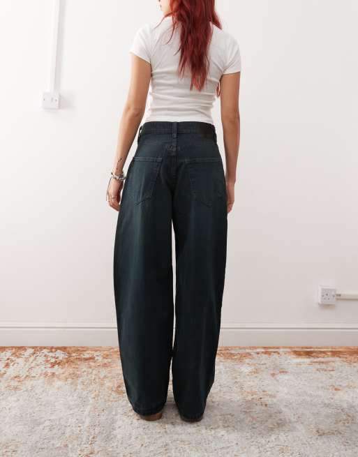 Monki Peggy loose baggy fit low rise jeans in smokey blue, 3 of 5