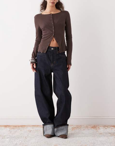 Monki - Peggy - Løstsiddende jeans med fold i indigoblå vask - view 1