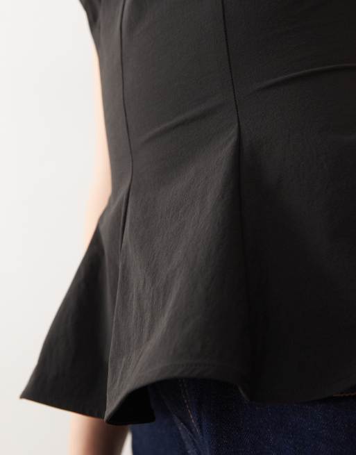 Monki peplum top in black, 3 of 4