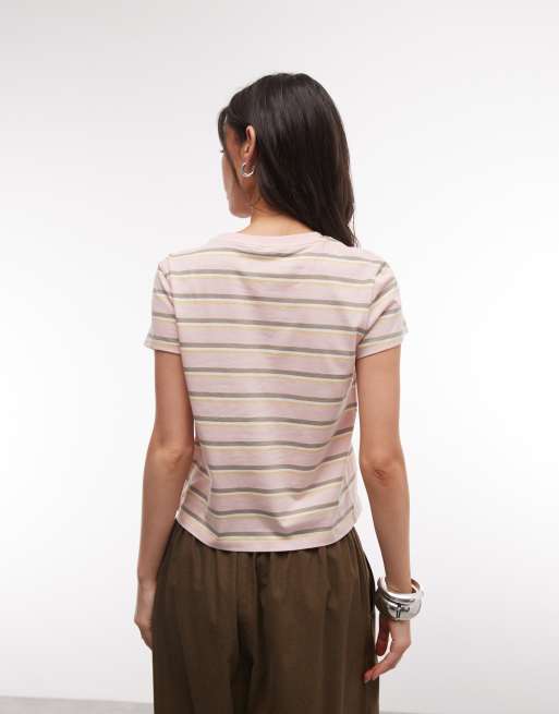 Monki perfect tee in pink stripe, 4 of 4