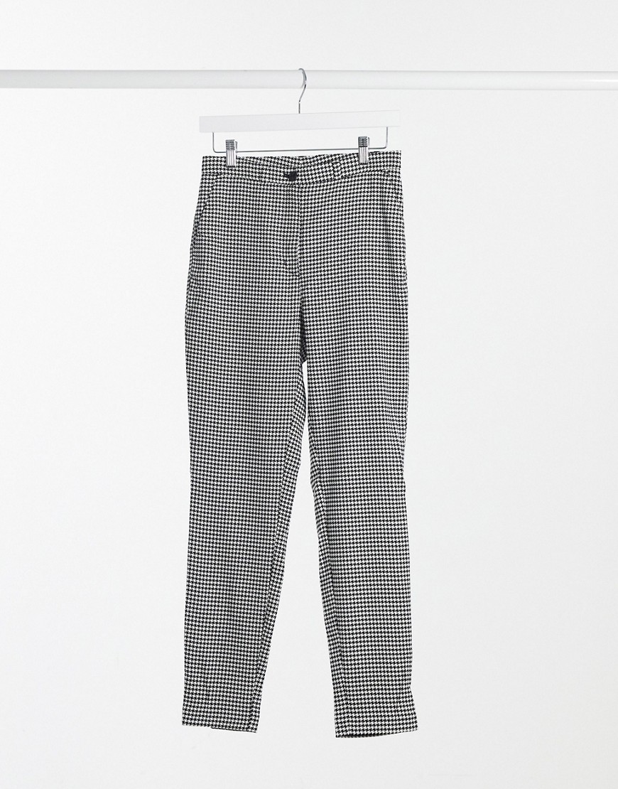 Monki Petra recycled slim pants in houndstooth-Multi