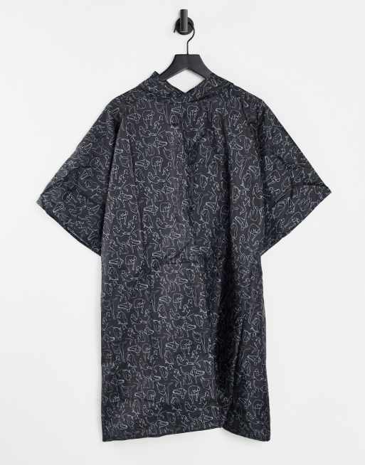 Monki - Pia - Poncho pieghevole con stampa di corpi di donna nero - BLACK