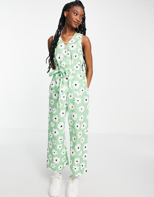 Floral store green jumpsuit