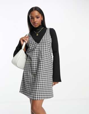 Monki - Pinafore - Kariertes Minikleid-Bunt