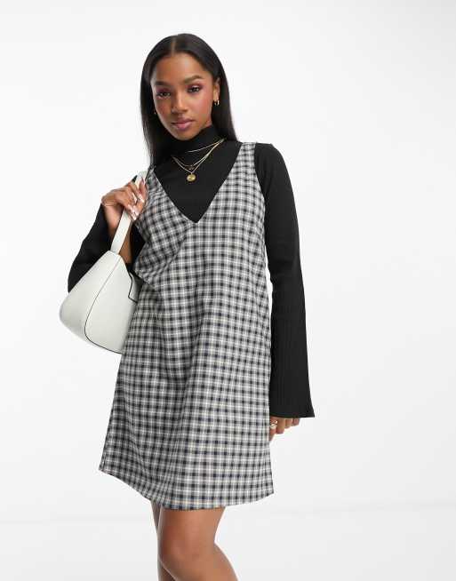 Monki Pinafore Kariertes Minikleid ASOS