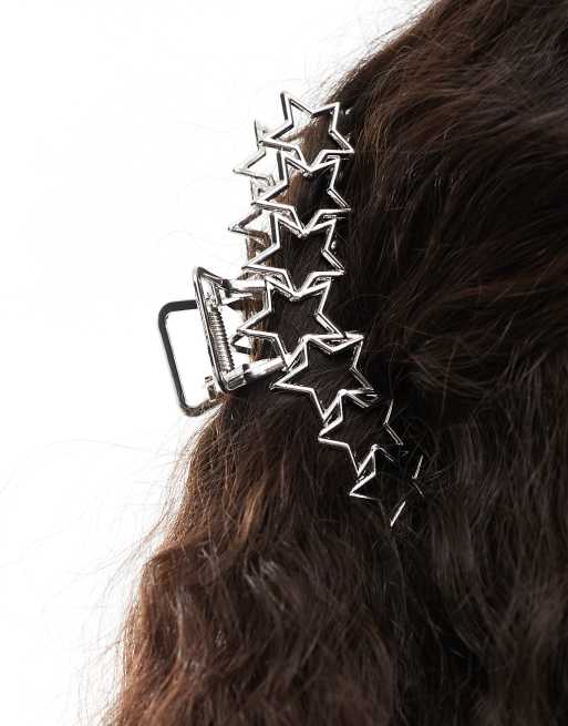Monki - Pince à cheveux en métal avec motifs étoiles - Argenté, 3 de 3