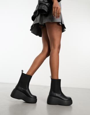 Monki zip heeled 2024 platform boot in black