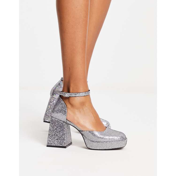 Silver platform 2025 heels closed toe